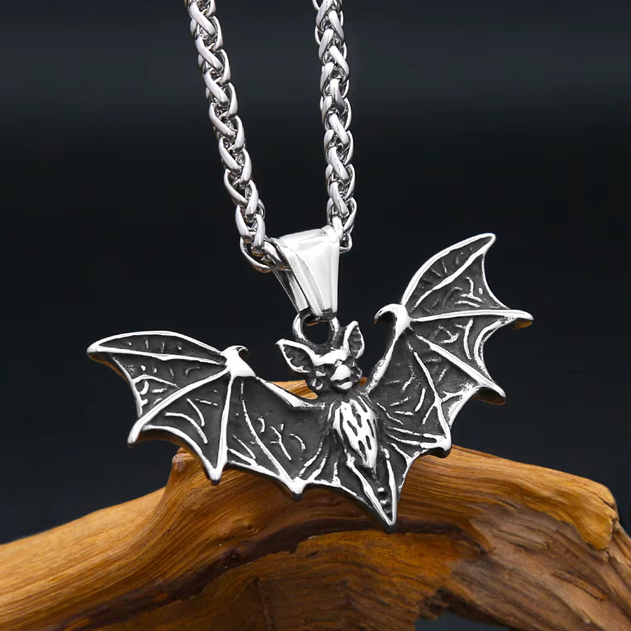 NORTHMAN Halskette, Fledermaus Anhänger, Edelstahl, Silber, Unisex - Bild 3