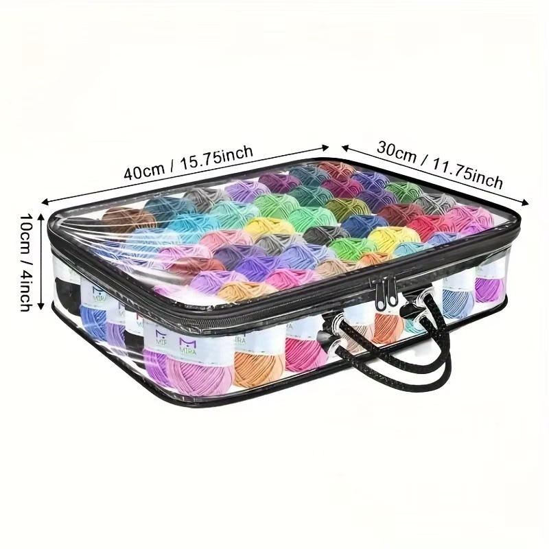 Stapelbare transparente PVC-Aufbewahrungstasche als Organizer für Garn, Kleidung und Nähzubehör, B/T/H: 40,0 x 10,0 x 1,0 cm - Bild 5