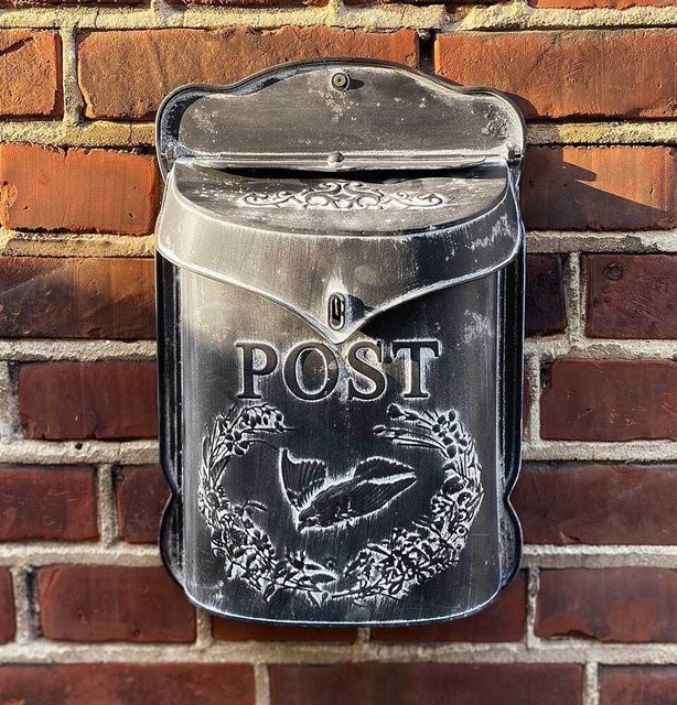 Briefkasten POST aus Zink in Schwarz mit Brieftaube im Vintage Landhausstil - Bild 1
