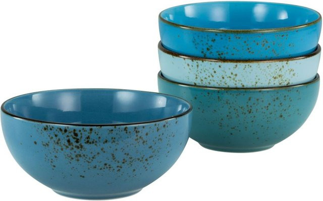 CreaTable Nature Collection Buddha Bowl Schalen-Set aus Steinzeug, 4-teilig, blau, 900 ml, Ø 17,5 cm x H 8,5 cm - Bild 1