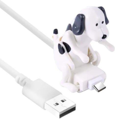 NOHM Fun Humping Dog Ladekabel mit Smart-Chip für Typ-C, 8-Pin und Micro-USB in Weiß - Bild 1