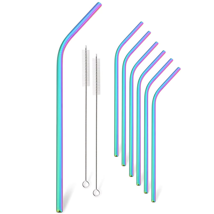 9-teiliges Edelstahl-Trinkhalm-Set aus 304 Edelstahl in Multicolor für Cocktails und Kaffee - Bild 4
