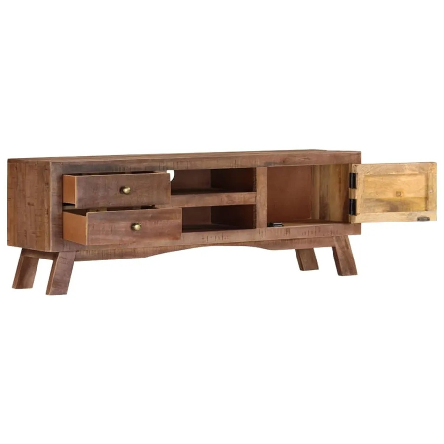 vidaXL TV-Schrank aus Mangoholz in Braun und Grau, B/T/H: 110 x 30 x 40 cm - Bild 2