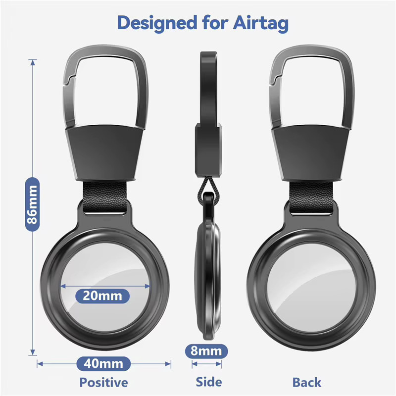 Magnetische Schutzhülle für Apple AirTag in Silber mit Schlüsselbundhalter zur vollständigen Abdeckung - Bild 4