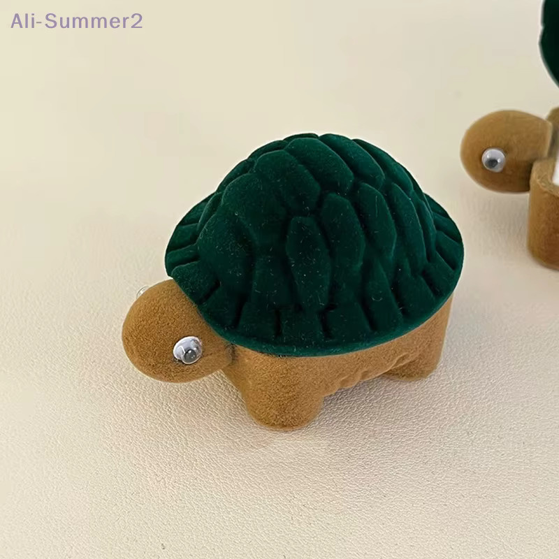 Niedliche Schmuckschatulle in Schildkrötenform, grüne Ringbox mit weicher Beflockung für Mädchen - Bild 2