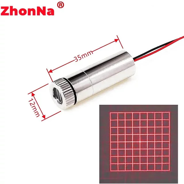 Green Point Lasermodul mit fokussierbarer Kreuzlinie, 532 nm, 5 mW, Glaslinse, Farbe: Silber/Grün, DC 3 V–5 V - Bild 1