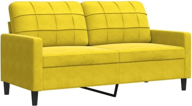 vidaXL 2-Sitzer-Sofa in Gelb mit Samtbezug und Metallrahmen, Breite: 140 cm, Tiefe: 77 cm, Höhe: 80 cm - Bild 1