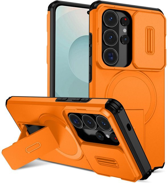 Magnetische Schutzhülle mit Schiebe-Kamera-Abdeckung für Samsung Galaxy S25 FE S24 Ultra S23 S26 Plus A56 A36 A16 A25 A15 A35 A55 in Orange - Bild 1