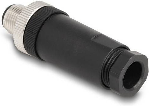 Delock M12 Netzwerk Adapter mit 1x M12-Stecker und 3x Schraubklemmen in Schwarz - Bild 1