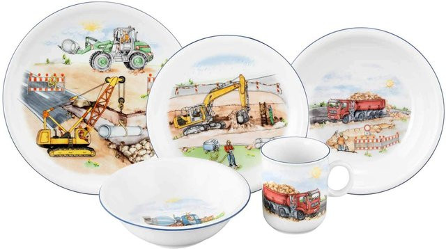 Seltmann Weiden Kindergeschirr Set Compact Auf der Baustelle, 5er Set, Keramik, Weiß - Bild 1