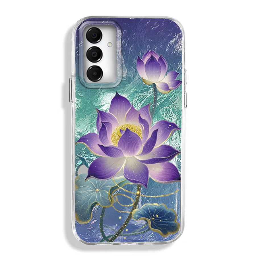 Luxus Handytasche mit blauem Lotus-Design für Samsung Galaxy A56 A55 A16 A07 A17 A26 A54 A15 A13 A36 A25 A35 A14 A34 A12 in Blau und Bunt - Bild 3