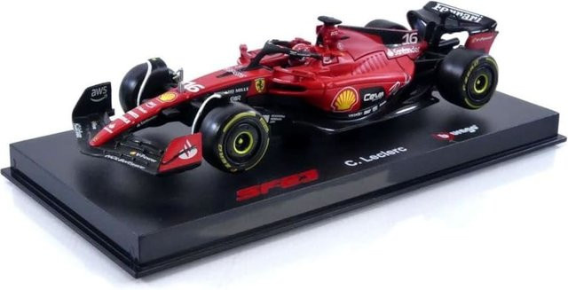 Bburago Ferrari SF-23 #16 Leclerc, Modellauto, Maßstab 1:43, mit Helm - Bild 1