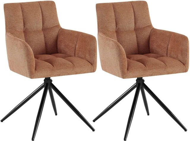2er Set Esszimmerstühle DELUKE DEBAS aus Stoff in Orange, B/T/H: 59 x 59 x 87 cm - Bild 1