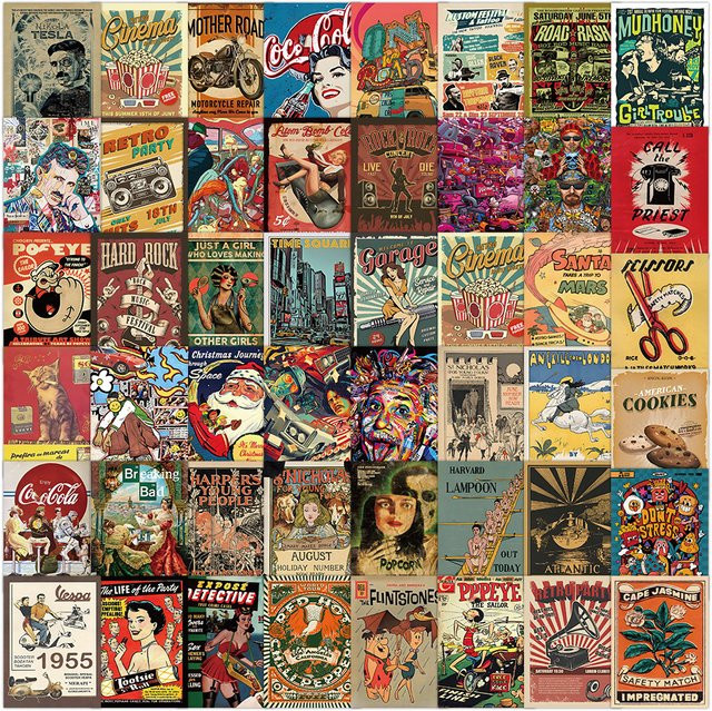 GOGOTU Retro American Style Vintage Cartoon Sticker 60-teiliges Set - Bild 1