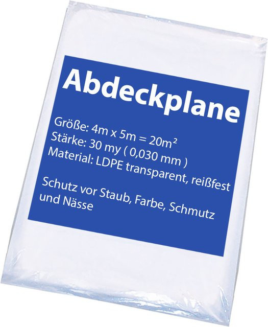 Vago-Tools Malerplane Abdeckfolie transparent, 5 Stück, B: 5 m, B: 4 m, Stärke: 30 µm - Bild 1