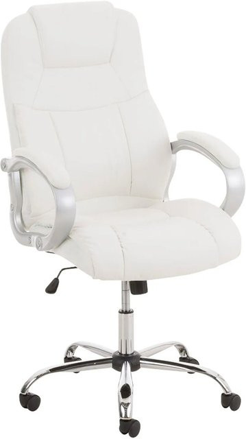DELUKE Bürostuhl SYDNEY Ergonomischer Homeoffice Stuhl aus Kunstleder und Metall in Weiß, H x B x T: 113 x 66 x 70 cm - Bild 1
