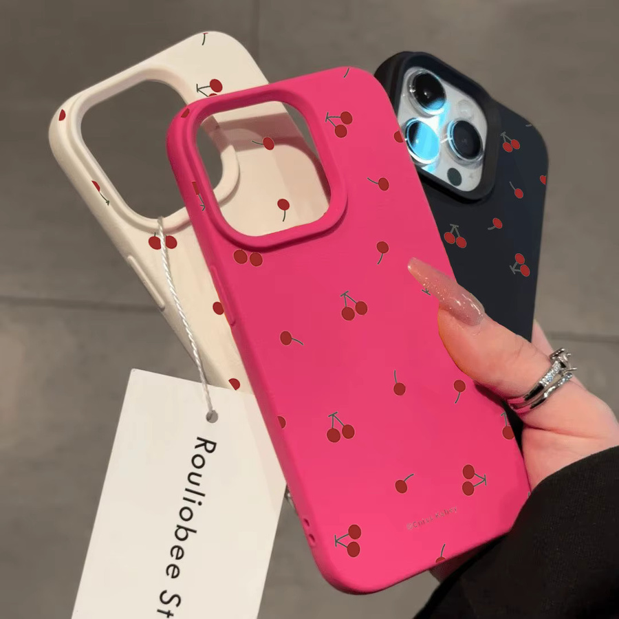 Niedrige Silikonhülle mit Cartoon-Kirsch-Lichee-Muster für Apple iPhone 11 bis iPhone 17 Pro Max in Blau - Bild 2