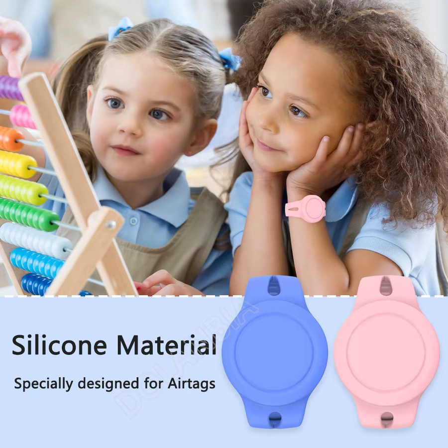 DOLANBIA Wasserdichte Silikon-Armbandhülle für Apple AirTag mit Handschlaufe in Schwarz für Kinder - Bild 1