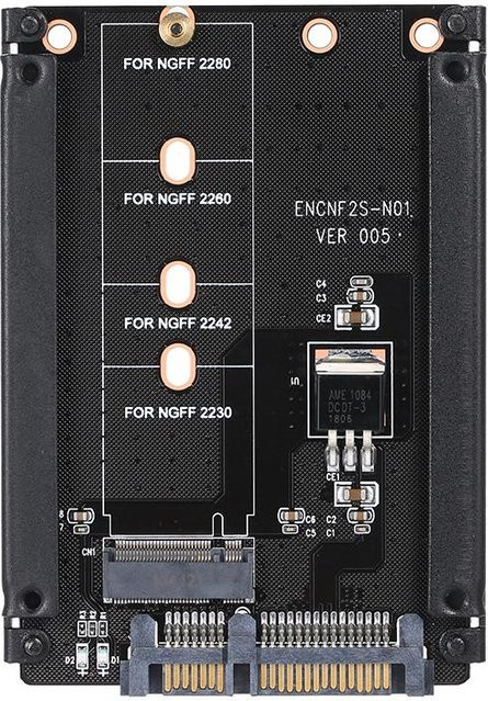 NGFF zu SATA Adapterkarte KEYBM M.2 KEY BM SSD SATA 3.0 Konverter für Modelle 2230 2242 2260 2280 in Schwarz - Bild 1