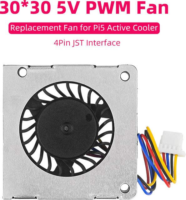 Raspberry Pi 5 PWM-Lüfter mit 30 Geschwindigkeitsstufen und 4Pin JST-Schnittstelle als Ersatzventilator für den Active Cooler - Bild 1
