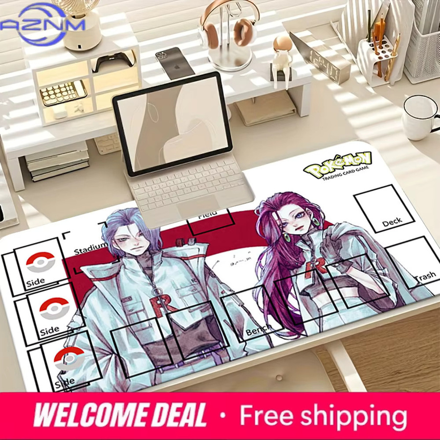 Potdemiel Spielmatte im Anime-Stil mit Team Rocket Jessie und James, rutschfeste Gaming-Mausunterlage, Mehrfarbig - Bild 3