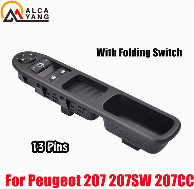 Malcayang Elektrischer Hauptfensterschalter für die Fahrerseite LHD für Peugeot 207 207SW 207CC in Schwarz - Bild 1