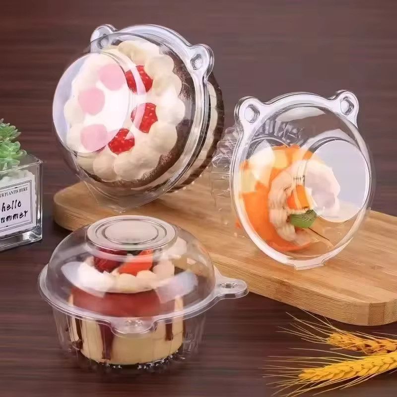 Einweg Dessertboxen aus Kunststoff in Katzenkopf-Design, transparent, ideal für Kuchen, Donuts und Gebäck - Bild 3