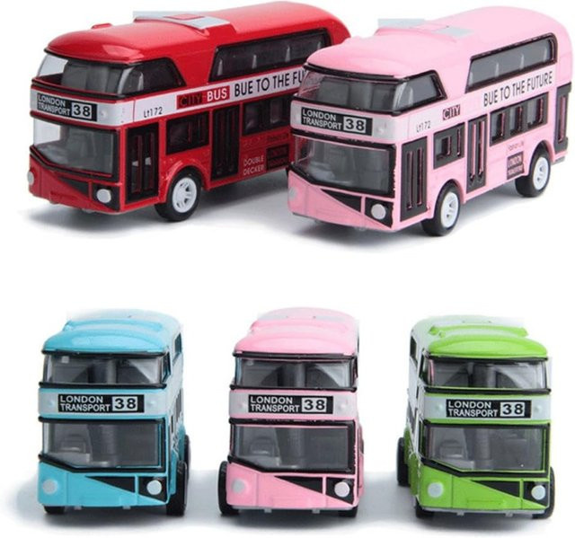 SONGYI Stadtbus Sightseeing Doppeldecker-Busmodell, Druckguss, Blau - Bild 1