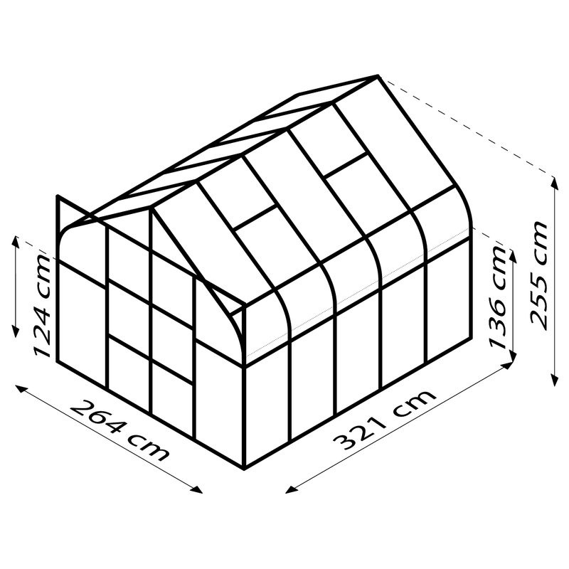 Vitavia Gewächshaus Diana 8300 in Smaragdgrün mit 8,3 m² Fläche und 3 mm ESG-Glas - Bild 3