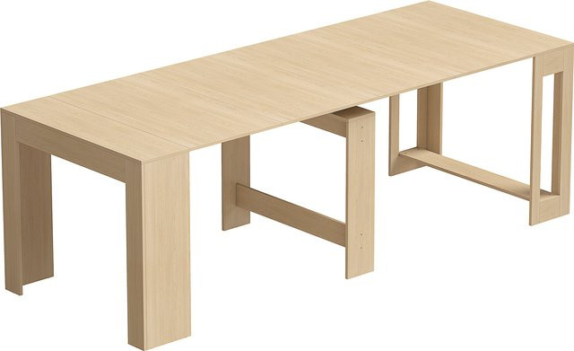 HOMCOM Ausziehbarer Esstisch in Holzoptik Hellbraun, Rechteckiger Küchentisch mit 4 Erweiterungsplatten für bis zu 10 Personen, B/T: 240 x 90 cm - Bild 1