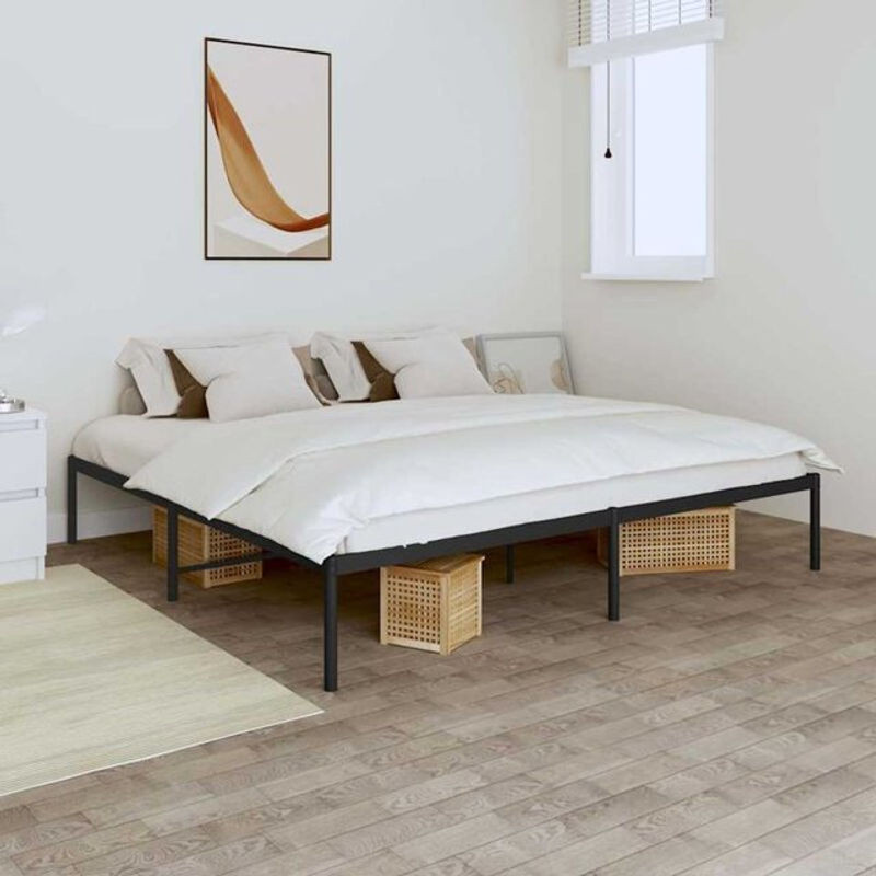 Vidaxl Metallbett aus Stahl in Schwarz, klassisch und minimalistisch, B: 180 cm, L: 200 cm - Bild 1
