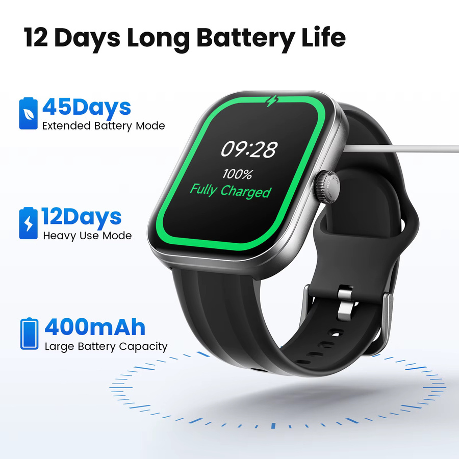 Haylou Watch Faro Smartwatch in Schwarz mit 2,01 Zoll HD-Bildschirm, Bluetooth-Sprachanruf-Funktion und 24-Stunden-Gesundheitsüberwachung für Männer und Frauen - Bild 6
