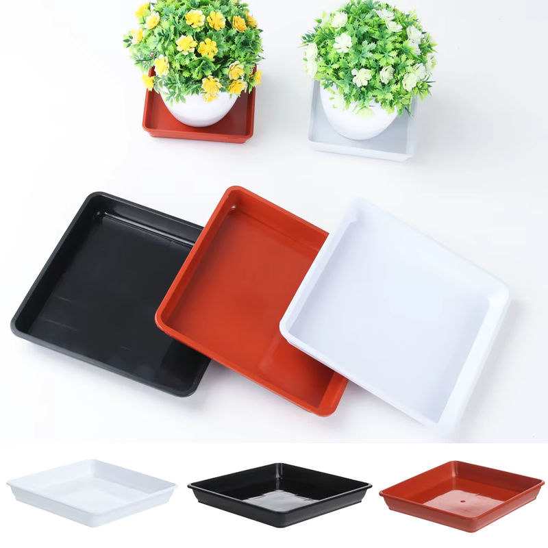 Quadratische Pflanzuntersetzer aus Kunststoff in Weiß für Indoor und Outdoor Gartenbedarf - Bild 2
