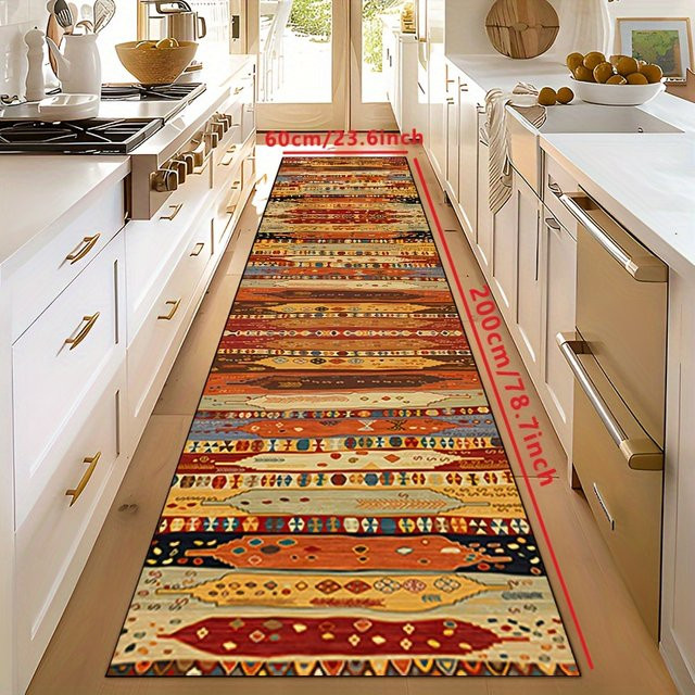VIKAMA Boho Kilim Läufer Teppich Multicolour B/T: 300 x 60 x 1 cm für Küche, Flur und Schlafzimmer - Bild 1
