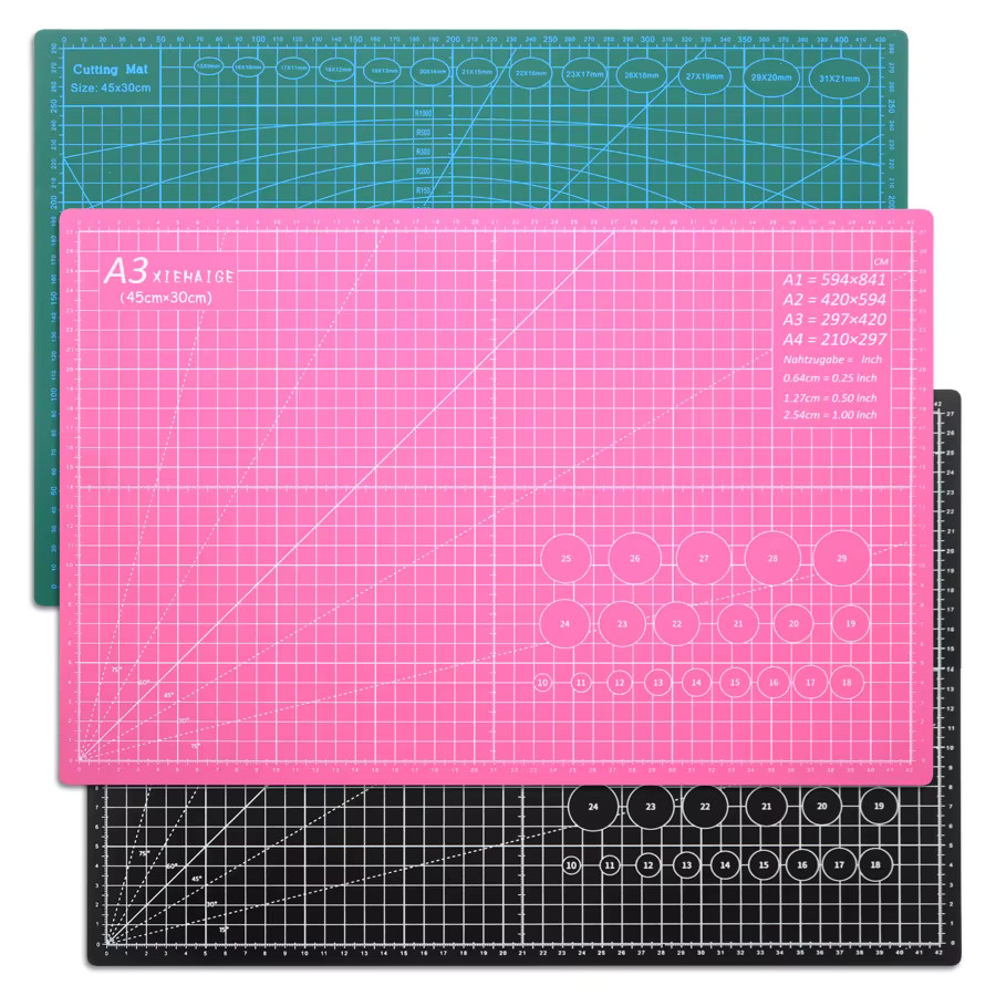 XIEHAIGE Schneidematte A3 Doppelseitige PVC-Platte in Grau und Schwarz B/H: 45 x 30 cm - Bild 1