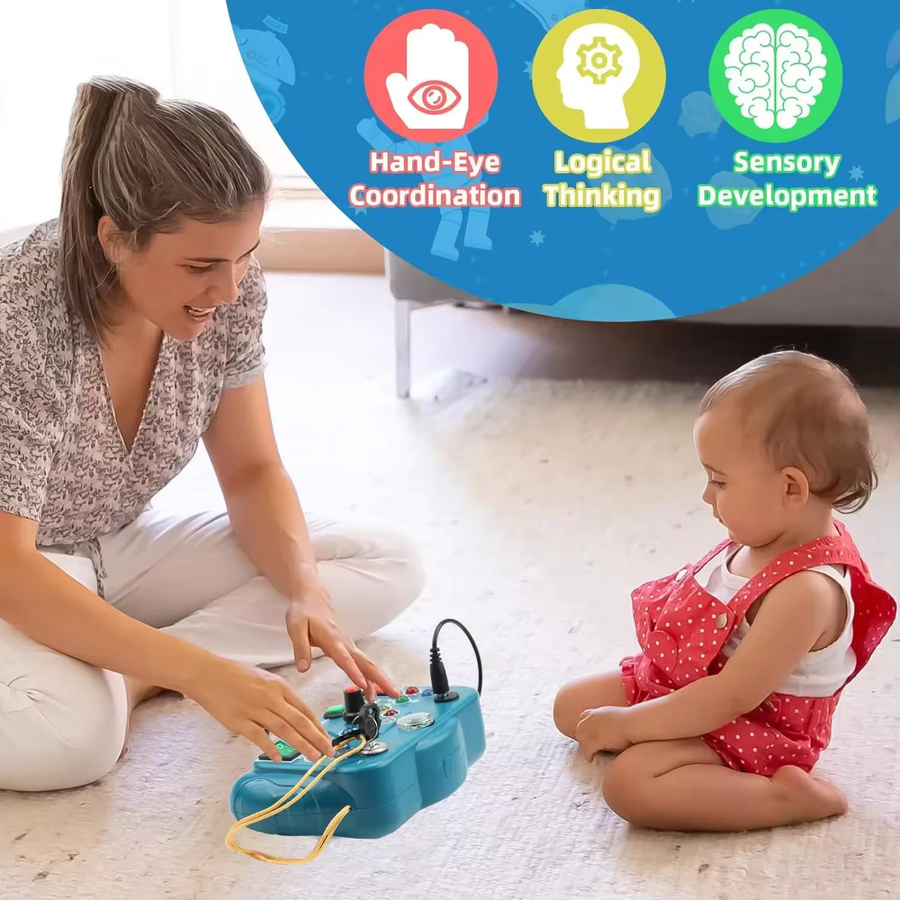 CONUSEA Montessori Busy Board, Sensorisches Spielzeug, mit LED-Licht, ab 2 Jahre - Bild 4