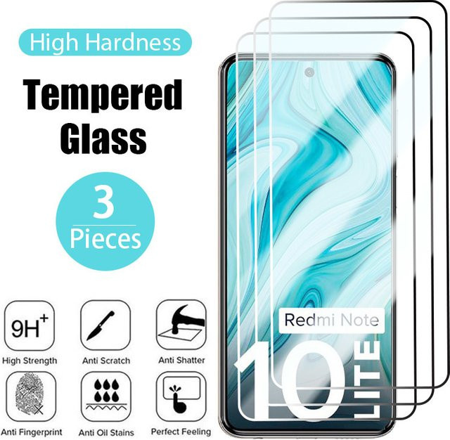 3er-Pack Displayschutzfolie aus gehärtetem Glas für Xiaomi Redmi Note 11 10 9 8 7 Pro 9S 10S 9A 9T 9C NFC 9AT, transparent - Bild 1