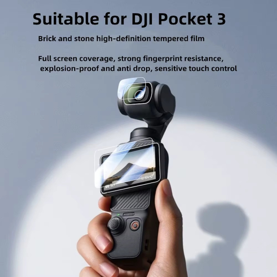 DJI OSMO Pocket 3 und Pocket 4 Schutzfolie aus gehärtetem Glas für Bildschirm und Objektiv, transparent - Bild 6