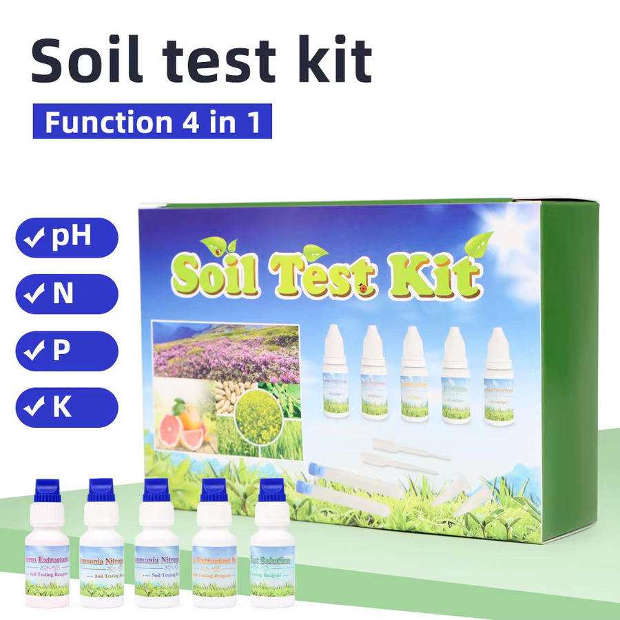 JUANJUAN 4-in-1 Bodenanalyse-Testkit für Garten und Landwirtschaft zur Messung von Stickstoff, Phosphor, Kalium und pH-Wert inklusive Kontrollblatt und Testreagenzien - Bild 2