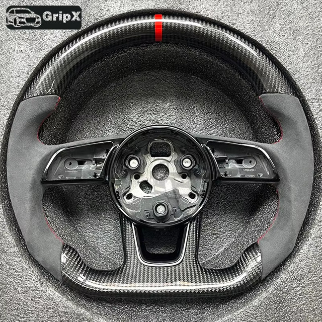 Kohlefaser-Lenkrad mit Lederperforation in Schwarz für Audi B9 S3 S4 S5 RS3 8V RS4 RS5 - Bild 1