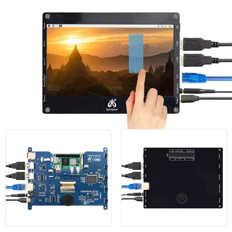 Raspberry Pi Zero 2W DIY Tablet Display mit 7 Zoll LCD Touchscreen und USB HUB in Schwarz - Bild 2