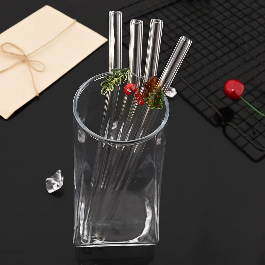 Wiederverwendbare Trinkhalme aus Borosilikatglas von uniturcky, gebogenes Stroh-Set mit Reinigungsbürste, transparent, ideal für Milchshake, Kaffee und Cocktails - Bild 2