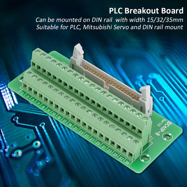 Neoglint IDC40P 40Pin Steckerleiste Breakout Board Terminal Block Anschluss PLC Schnittstelle mit Halterung, Grün - Bild 1