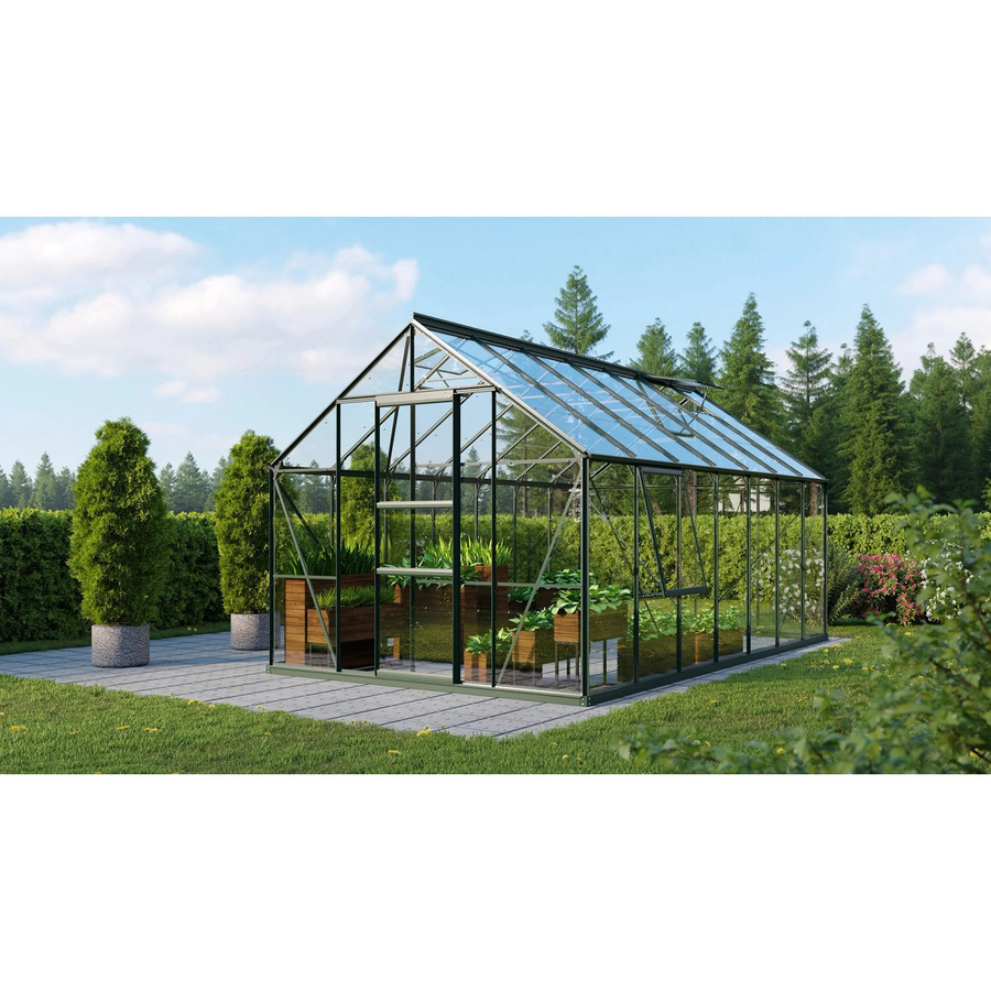 Vitavia Gewächshaus Meridian 11500 in Smaragdgrün mit 11,5 m² Fläche, Aluminiumrahmen und Sicherheitsglas - Bild 4