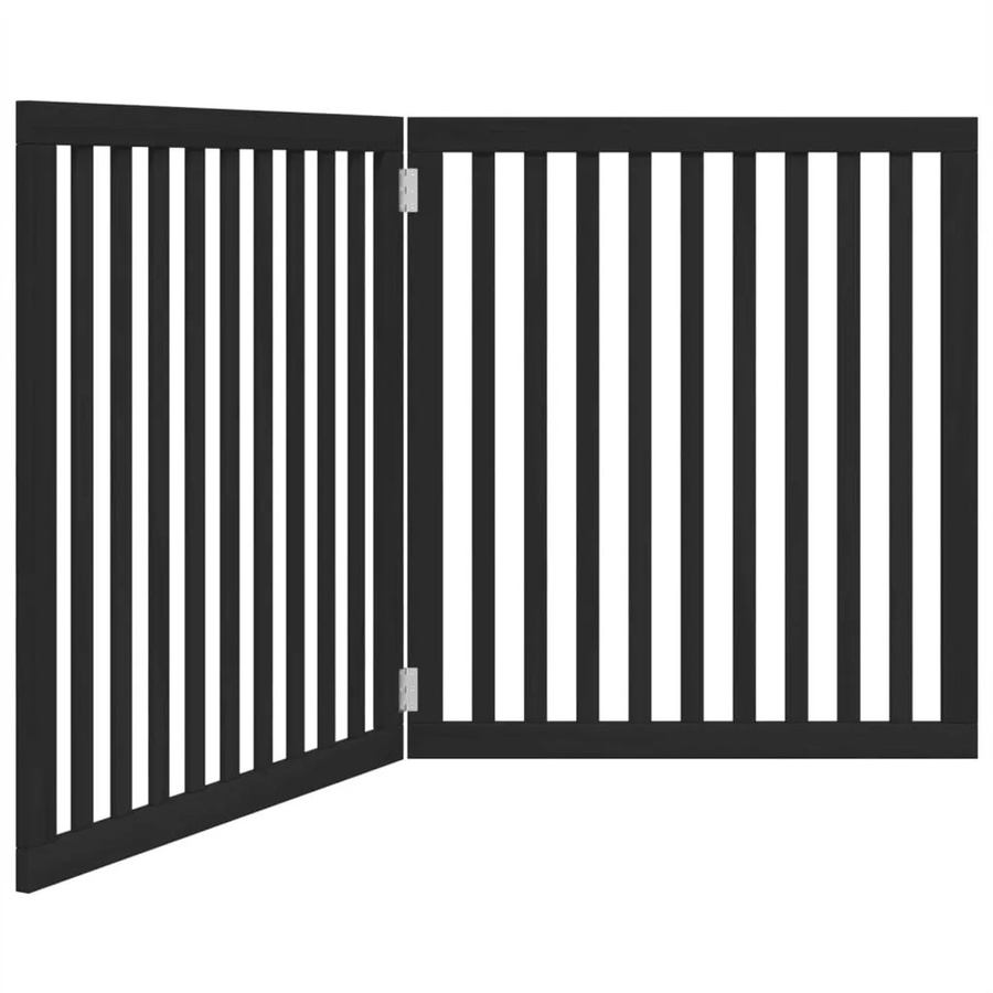 vidaXL Hundetor faltbar aus Pappelholz, 2-teilig, Schwarz, Breite: 160 cm - Bild 2