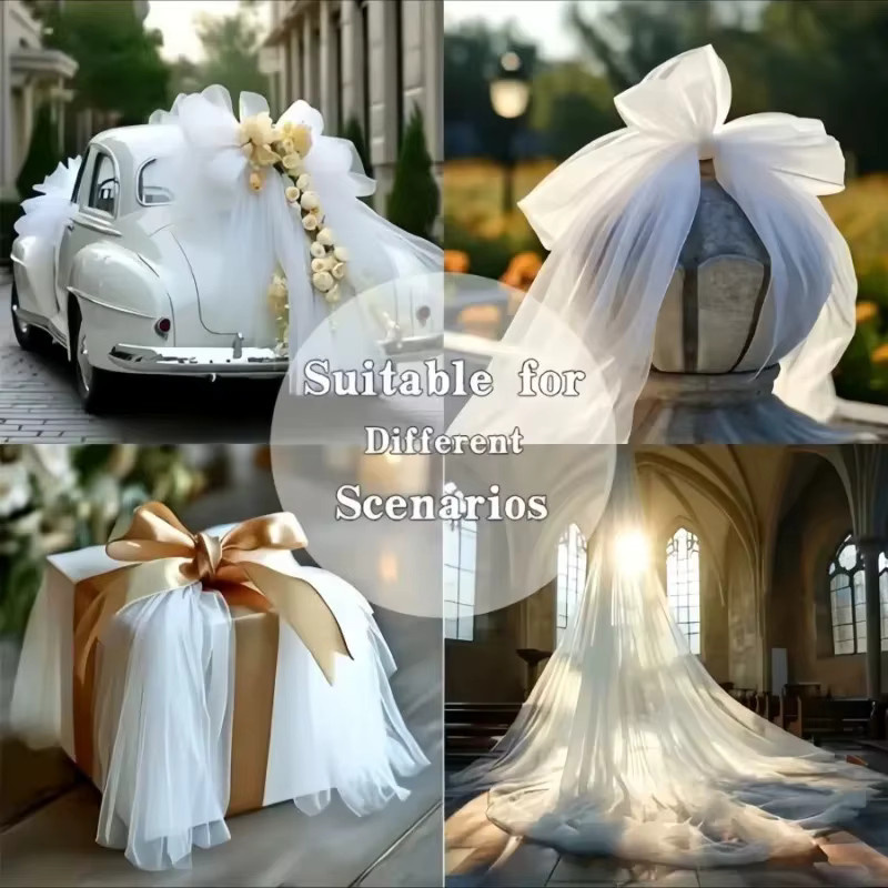 Weiße Tüllrolle Stoff für Hochzeit, Weihnachtsdekoration und DIY-Projekte, 50 m Länge - Bild 3