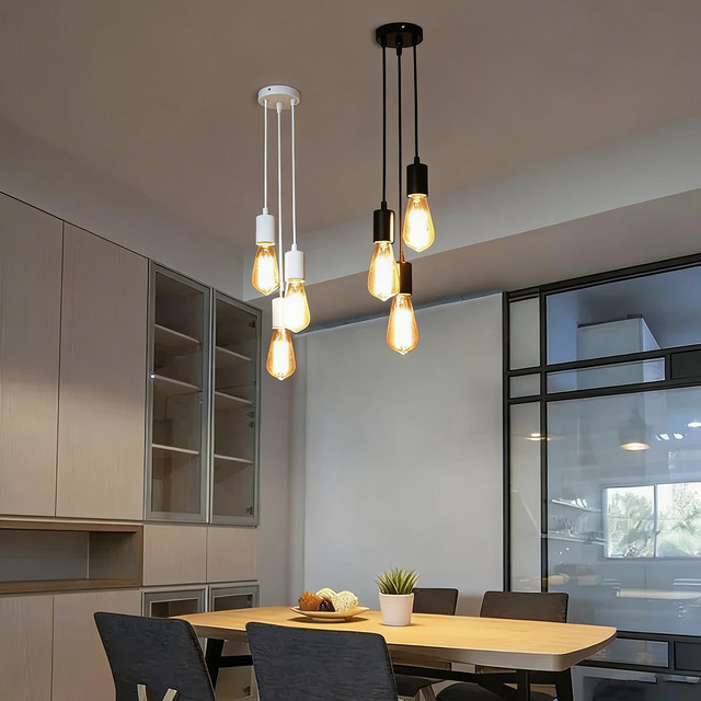 ASCELINA 3-Kopf Pendelleuchte im industriellen Stil aus Metall, Schwarz, E27 Loft Edison Hängelampe für dein Wohnzimmer - Bild 1