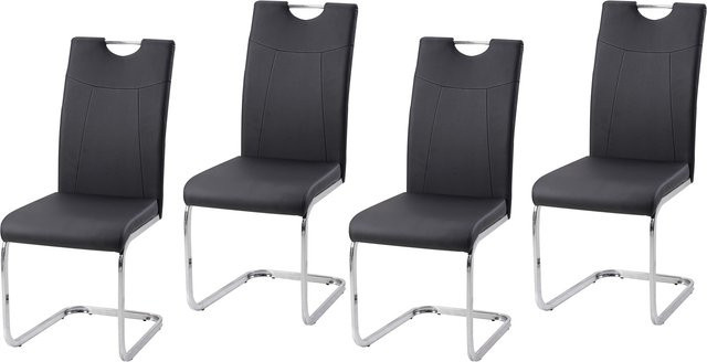 HTI-Line Schwingstuhl KellyC PU im 4er Set aus schwarzem Kunstleder - Bild 1