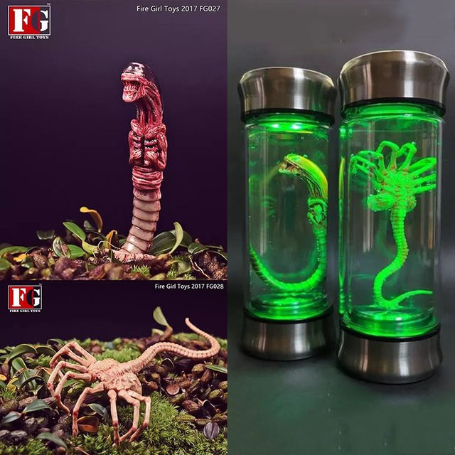 Fire Girl Alien Mini Chestburster Facehugger Figur, Glasgefäß - Bild 1