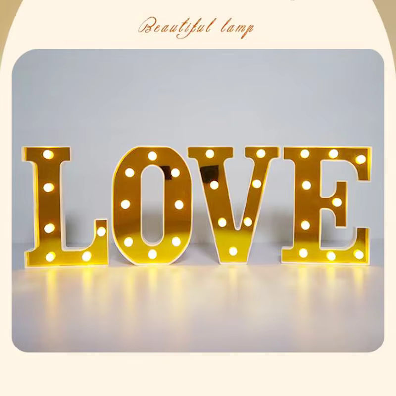 Dekorative LED Buchstaben und Zahlen in Gold-Spiegeloptik als leuchtende Nachtlicht-Dekoration für Hochzeiten und Partys - Bild 4